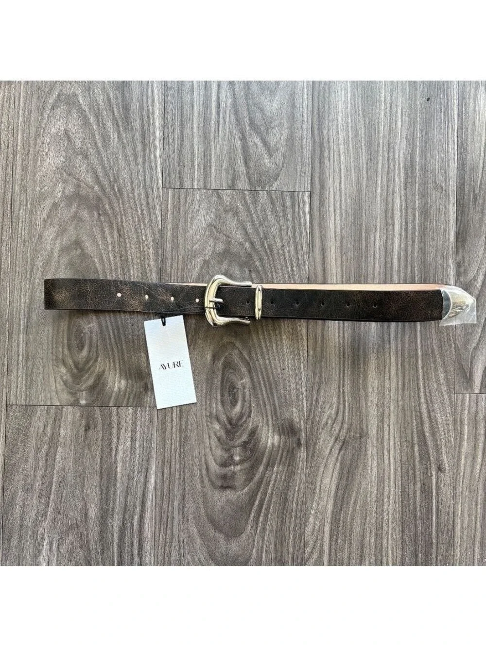 Ayure Bowie Brown and Silver Textured Belt NEW